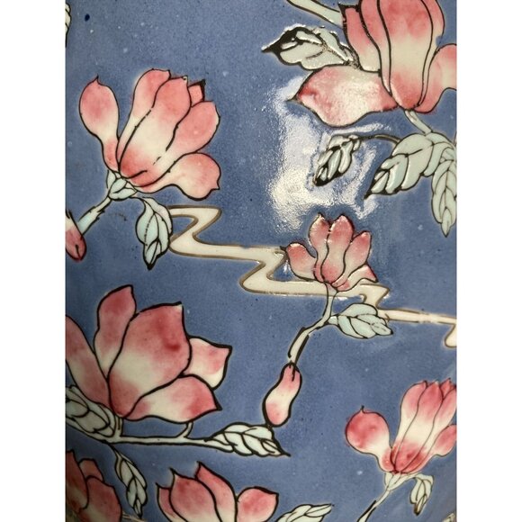 Vintage Asian Ceramic Vase With Floral Pattern & Seal Stamp - Picture 5 of 5